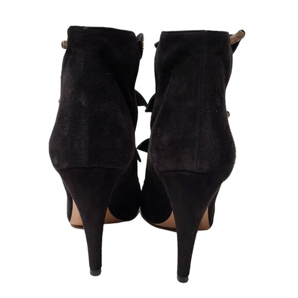 Chloé Mike Black Suede Studded Bow Cut-Out Heel Bootie - Picture 7 of 16